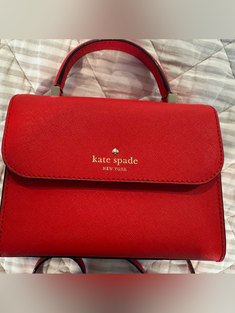 kate spade red top-handle cherry red crossbody bag